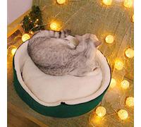 Tnfeeon Lit de Maison pour Chat en Forme d'arbre de Noël en Tissu de Coton PP Doux, Tente Confortable pour Animaux de Compagnie pour Chats d'intérieur et Petits Chiens jusqu'à 18 Livres, Coussin