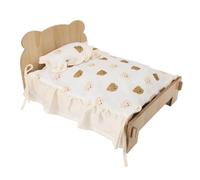 Tnfeeon Lit pour Animaux de Compagnie en Bois, Cadre en Bois Massif avec Coussin Amovible pour Chats, Chiens et Petits Animaux