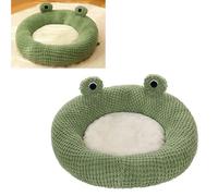 Tnfeeon Lit pour Chat Vert, Lit de Couchage en Peluche Lavable et Antidérapant pour Chiot et Chien avec Bord surélevé pour Un Sommeil Confortable à L'intérieur (M)