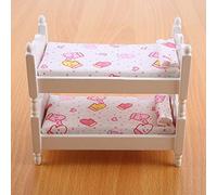 Tnfeeon Lit superposé de Poupée à l'échelle 1:12, Les Meubles Miniatures en Bois Encouragent la Narration Imaginative, Stimulent Le Développement Cognitif, Favorisent l'interaction Sociale pour