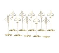 Tnfeeon Lot de 10 Clips pour Cartes de Visite en Forme d'avion, Support de Numéro de Table en Métal, 9,9 Cm, Décoration de Fête de Mariage pour événements et Utilisation au Bureau, Design élégant,