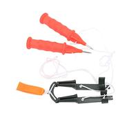 Tnfeeon Lot de 2 Pics de Pêche sur Glace Compacts, Poinçons de Sauvetage sur Glace en Acier Inoxydable avec Poignées Flottantes Orange et Sifflet d'urgence, Cordon Rétractable pour Pêcheurs sur et