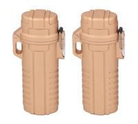 Tnfeeon Lot de 2 Tubes de Rangement étanches, Conteneur à Capsules Portable avec Corde de Sifflet pour Clés, Bijoux, Taille de 6,3 Cm, Aventures en Plein Air, Camping, Voyage, Utilisation (Gold)