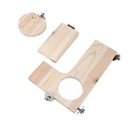 Tnfeeon Lot de 3 Plates-Formes en Bois pour Hamster Chinchilla en Forme de L, Ensemble de Saut en Rondins Naturels pour Petits Animaux de Compagnie, Aire de Jeu Sûre et Non Toxique à Trou Rond,