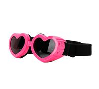 Tnfeeon Lunettes de Soleil pour Chien Lunettes pour Chien avec Sangle Réglable Rembourrage en Mousse Ventilation Lentilles en PC en Forme de Cœur pour Petits Chiens Plage Moto Voyage Photos (Pink)