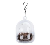 Tnfeeon Maison de Suspendue d'extérieur, Abri à Oiseaux Transparent en Verre et Bois, Conception Résistante à la Pluie avec Crochet, Nichoir 10 X 21,5 Cm pour Décoration Intérieure de Balcon de