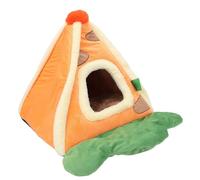 Tnfeeon Maison Grotte pour Animaux de Compagnie, Lit Chat, Tente Chaude, Carottes, Confortable, Fermée avec Tapis, Intérieur et Extérieur, Abri Auto-Chauffant, Hiver (M)