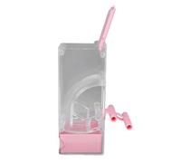 Tnfeeon Mangeoire Automatique par gravité pour Oiseaux, Distributeur de Nourriture Transparent à Suspendre avec Tiroir Inférieur pour Perruches, Inséparables, Canaris à l'intérieur et à (Pink)