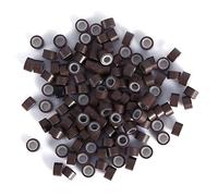 Tnfeeon Micro Anneaux Doublés de Silicone, Outils d'extension de Cheveux en Aluminium, Perles Souples Indétectables pour Usage Professionnel et Domestique, 1000 Pièces (MEDIUM BROWN)