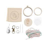 Tnfeeon Mini Porte-clés de Cerceau à Broderie en Bois, Kit de Broderie Complet avec Tissu, Fil, Aiguille et Guide de Dessin, Artisanat de Bricolage adapté aux Débutants pour les Activités Créatives