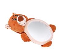 Tnfeeon Miroir de Poussette en Forme d'ours de Dessin animé Doux, Jouet en Acrylique Incassable à Vue Claire avec Bords en Peluche pour Siège d'auto pour bébé, Voyage, Jeu Sensoriel, Divertissement,