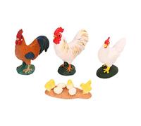 Tnfeeon Modèle d'animaux de la Ferme, Soigneusement Peint à la Main Petit 4 PièCes Ornement en Vinyle Jouets Animaux de Poulet de Ferme avec Poussin Coq Poule pour L'affichage