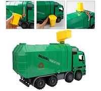 Tnfeeon Modèle en Plastique de Camion à Ordures à Inertie avec Trois Fonctions de Poubelle pour Le Jeu de Liaison Familiale Surface Lisse Manipulation Sûre Pneus Résistants à l'usure Outil éducatif