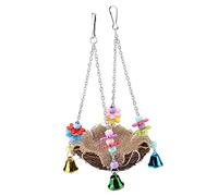 Tnfeeon Nid d'oiseau Balançoire pour Perroquet, Jouet de Jeu Interactif pour Le Divertissement et la Stimulation Mentale, Nid de Perche à Mâcher Multifonctionnel, Matériau en Rotin Naturel, (Petit