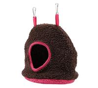 Tnfeeon Nid Suspendu pour Perroquet en Peluche, Hamac en Polaire Berbère Douce avec Crochets Métalliques Faciles à Installer pour Perruches et Calopsittes (Marron foncé)