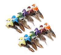 Tnfeeon Oiseaux 12 Pièces 6 Couleurs Plumes d'oiseaux en Mousse avec Clips pour Jardin Maison Bureau Photographie Décor de Noël Enfants Personnes âgées Réaliste Décoratif Artificiel (#2)