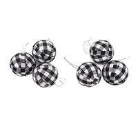 Tnfeeon Ornements de Balle de Noël de 2,76 Pouces, Décorations D'arbres de Noël Uniques et Charmantes, Super, 6pcs (Black and White Checkered)