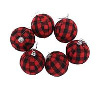 Tnfeeon Ornements de Balle de Noël de 2,76 Pouces, Décorations D'arbres de Noël Uniques et Charmantes, Super, 6pcs (Carreaux Rouges et Noirs)