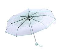 Tnfeeon Parapluie Transparent avec Motif Fleurs de Cerisier, Coupe-vent et Imperméable, Poignée en Alliage Solide, Style Compact Pliable, 4 Couleurs au Choix (vert clair)