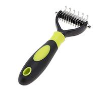 Tnfeeon Peigne de Démêlage pour Chien, Brosse de Toilettage Double Face en Acier Inoxydable pour Chiens et Chats à la Peau Sensible, Râteau Efficace pour Enlever les Tapis et les Poils Lâches (YELLOW)