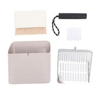 Tnfeeon Pelle à Litière pour Chat en Acier Inoxydable, Kit de Pelle Amovible et Portable avec Support de Rangement pour Bac à Litière, Ensemble de Brosses de Nettoyage