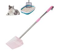 Tnfeeon Pelle à Litière pour Chat Télescopique en Acier Inoxydable, Manche Long en Métal, Réglable, avec Système de Verrouillage par Pression pour Un Nettoyage Facile des Excréments de (Rose)