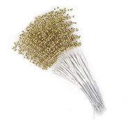 Tnfeeon Perles Blanches 100 Pièces, Ficelle Perlée Argentée pour Décoration de Mariage, Artisanat Floral DIY, Accessoires Faits à la Main pour Fête Nuptiale (Gold)