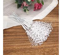 Tnfeeon Perles Blanches 100 Pièces, Ficelle Perlée Argentée pour Décoration de Mariage, Artisanat Floral DIY, Accessoires Faits à la Main pour Fête Nuptiale (White)