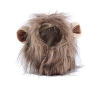 Tnfeeon Perruque Crinière de Lion pour Chats et Petits Chiens, Costume en Fourrure à Sangle avec Design Réglable, Matériau en Polyester Doux pour Séances (Chat Lion Capuche S)