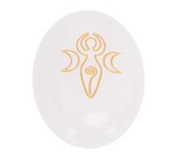 Tnfeeon Pierre Runique en Cristal Gravée, Pierre Précieuse Polie avec Symboles Dorés pour la Méditation, d'inquiétude de Poche pour la Décoration Spirituelle et la Pleine Conscience. (White)