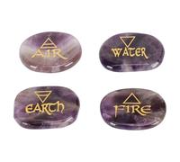 Tnfeeon Pierres, 4 éléments Assortis de la Terre Air Fire Eauter des Pierres Symboles Triangulaires Gravées Symboles de Terre pour Le Reiki, la Guérison, la Méditation, L'équilibrage du (Violet)