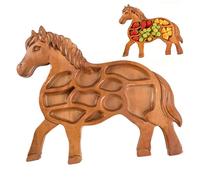 Tnfeeon Planche à Charcuterie pour Chevaux Plateau à Fromage en Bois de Pin avec Compartiments Plateau de Service Léger de 9 Oz pour 2 à 4 Personnes Style Ferme pour les Fêtes, Soirées Vin ou (BROWN)