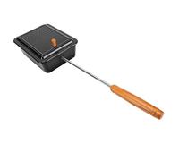 Tnfeeon Plateau de Grill à Pop-corn, Machine à Pop-corn en Fer avec Surface Antiadhésive et Poignée en Bois de 42 Cm, Couvercle à Charnière Chauffant Même pour le Camping, les Grillades en Plein Air