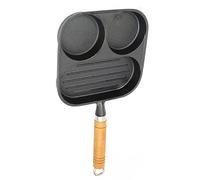 Tnfeeon Poêle à œufs Antiadhésive en Fonte, Conception à Double Compartiment pour la Cuisson Simultanée des œufs et du Bacon, Taille Compacte de 7,7 Pouces, Idéale pour les Cuisines à Domicile, les