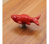 Tnfeeon Poignée de Tiroir en Céramique en Forme de Poisson, Bouton de Traction en Alliage de Zinc, Lignes Douces, Design élégant pour Armoires et Tiroirs (rouge)