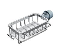 Tnfeeon Porte-éponge sur Robinet D'évier de Cuisine Organisateur Multifonctionnel Antirouille Brosse à Savon Support D'évier avec Bac D'égouttage (Silver)