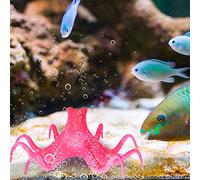 Tnfeeon Poulpe Artificiel d'aquarium, Ornement de Simulation en Silicone Fluorescent, 4,5 Cm pour la Décoration d'aquarium (Rouge)