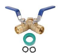 Tnfeeon Répartiteur de Tuyau D'arrosage 2 Voies 3/4 Po, Connecteur en Y avec Vanne D'arrêt, Séparateur de Tuyau D'arrosage en Laiton, Fournitures de Jardin pour Robinets D'intérieur et