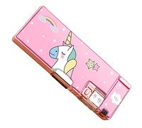 Tnfeeon Sac à Crayons Style Dessin animé Mignon avec Taille-Crayon intégré, Conception Double Face, Grande capacité pour Enfants à l'école (Licorne)