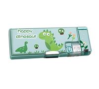 Tnfeeon Sac à Crayons Style Dessin animé Mignon avec Taille-Crayon intégré, Conception Double Face, Grande capacité pour Enfants à l'école (Dinosaure)