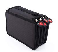 Tnfeeon Sac à Stylo Noir Portable avec 72 Trous D'insertion, étui à Stylo à Crayons Multi-usages pour Les Fournitures d'art et Les Pinceaux de Maquillage, Idéal pour Les étudiants et Les Artistes