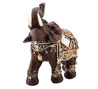 Tnfeeon Statue D'éléphant Richesse Figurine Grain de Bois Chanceux Feng Shui Artisanat Décoration de la Maison(L)