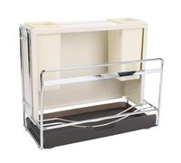 Tnfeeon Support à Ustensiles de Comptoir en Acier Inoxydable, Support pour Couvercle de Casserole, Multi-outils 4 en 1 pour Petites Cuisines avec Espace de Comptoir limité, Organisateur de Planche à