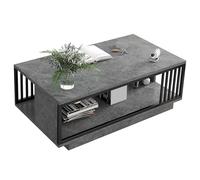 Tnfeeon Table Basse Grise Vintage avec étagère pour Salon, Gain de Place, Panneau Haute densité Robuste, Cadre en Métal 119,4 X 61 X 40,6 Cm, Espaces de Vie Compacts, Assemblage Facile, Moderne