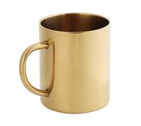 Tnfeeon Tasse à café en Acier Inoxydable de 400ml, Tasse à Bière Isolée, Conception Ergonomique à Double Paroi, Parfaite pour les Voyages, Couleur or (GOLD)