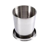 Tnfeeon Tasse de Voyage Pliante en Acier Inoxydable, 3 Tailles Disponibles (75ml/140ml/240ml), avec Couvercle et Porte-clés, pour Camping et Randonnée
