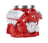 Tnfeeon Tasse Isolée en Acier Inoxydable Steampunk de Voyage avec un Design Mécanique Rétro, Têtes d'engrenage Uniques pour les Amateurs de Voitures, Ornement de Bureau, Décoration de Bureau à (V6)