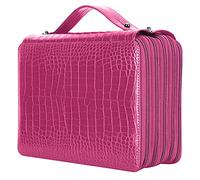 Tnfeeon Trousse à Crayons à Fermeture éclair à 5 Couches, Matériau PU, Stockage de Grande capacité pour 252 Stylos, Idéale pour Les étudiants et Les Artistes (Rose Rouge)