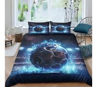 TNFHSOFT 3D Football - Sports Housse De Couette Parure De Lit, Imprimé Microfibre Ensemble De Literie avec Housses De Couettes Taies D'oreillers Double(200x200cm)