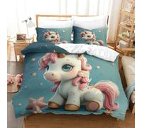 TNFHSOFT 3D Kawaii La Licorne Housse De Couette,Dessin animé Housse De Couette Douce Parure De Lit,Microfibre Hypoallergique Literie en,pour Adultes Enfants King（220x240cm）